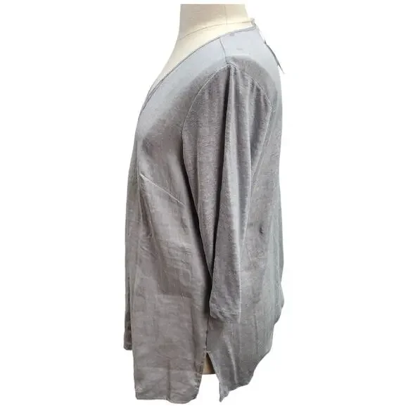 NWT J Jill Love Linen Shirt XL Pintuck Gray Popover Top Lagenlook Cottagecore - Picture 4 of 13